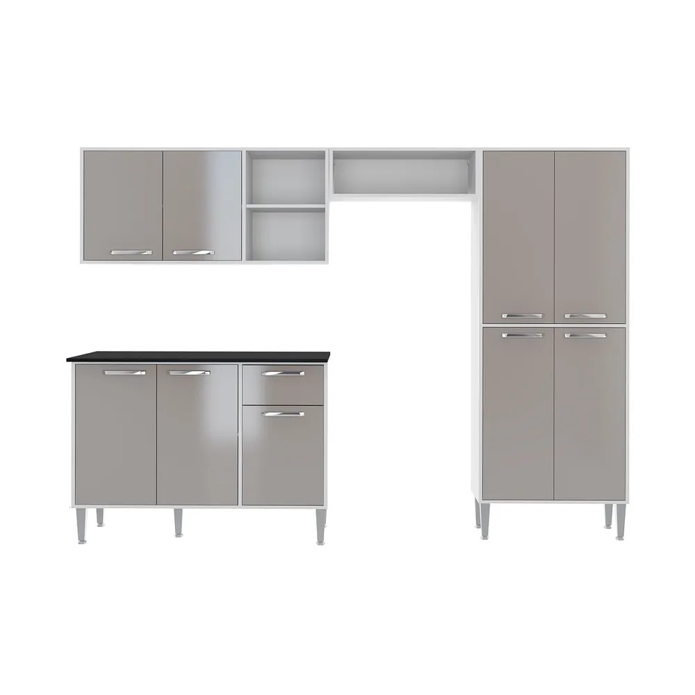 Image of Armário de Cozinha Compacta Xangai Plus Multimóveis Branco/Fumê